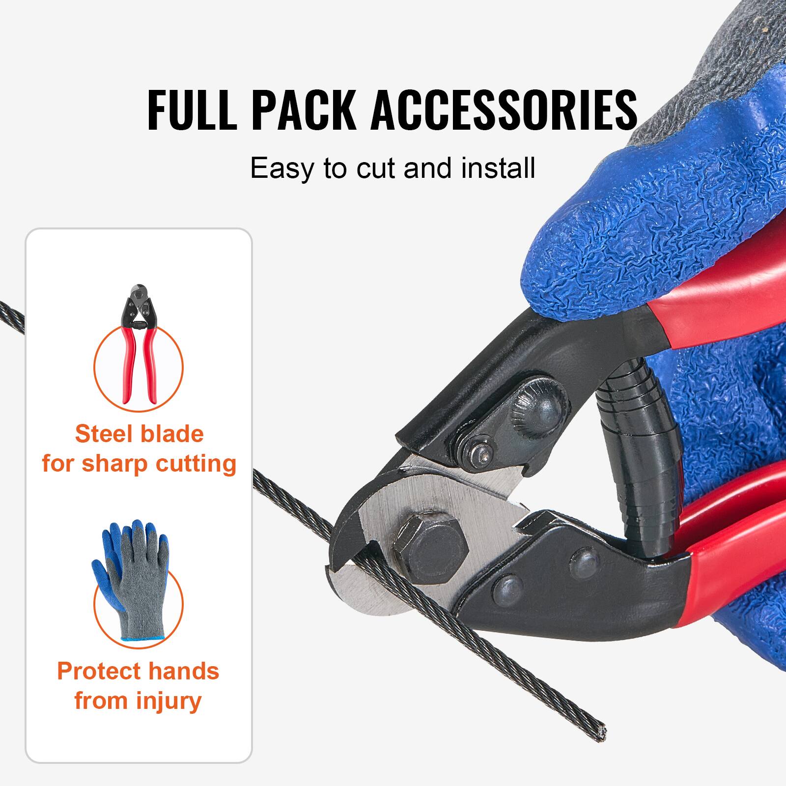 FULL PACK ACCESSORIES  
Easy to cut and install  
Steel blade for sharp cutting  
Protect hands from injury