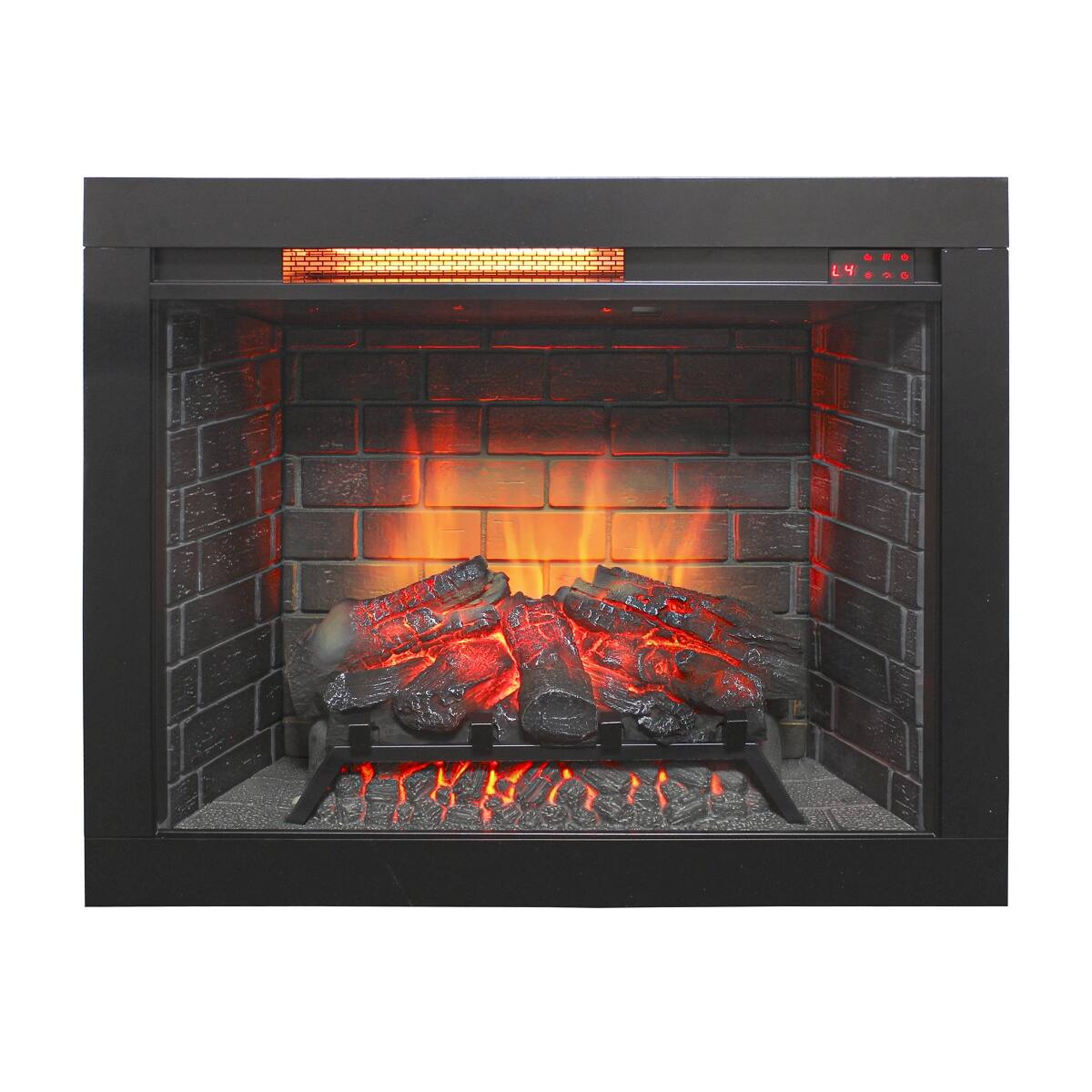Left. Loheer - Loheer 28 inch infrared electric fireplace Insert with Removable Trim Kit, 1500W Heater, Antique Black - Antique Black.