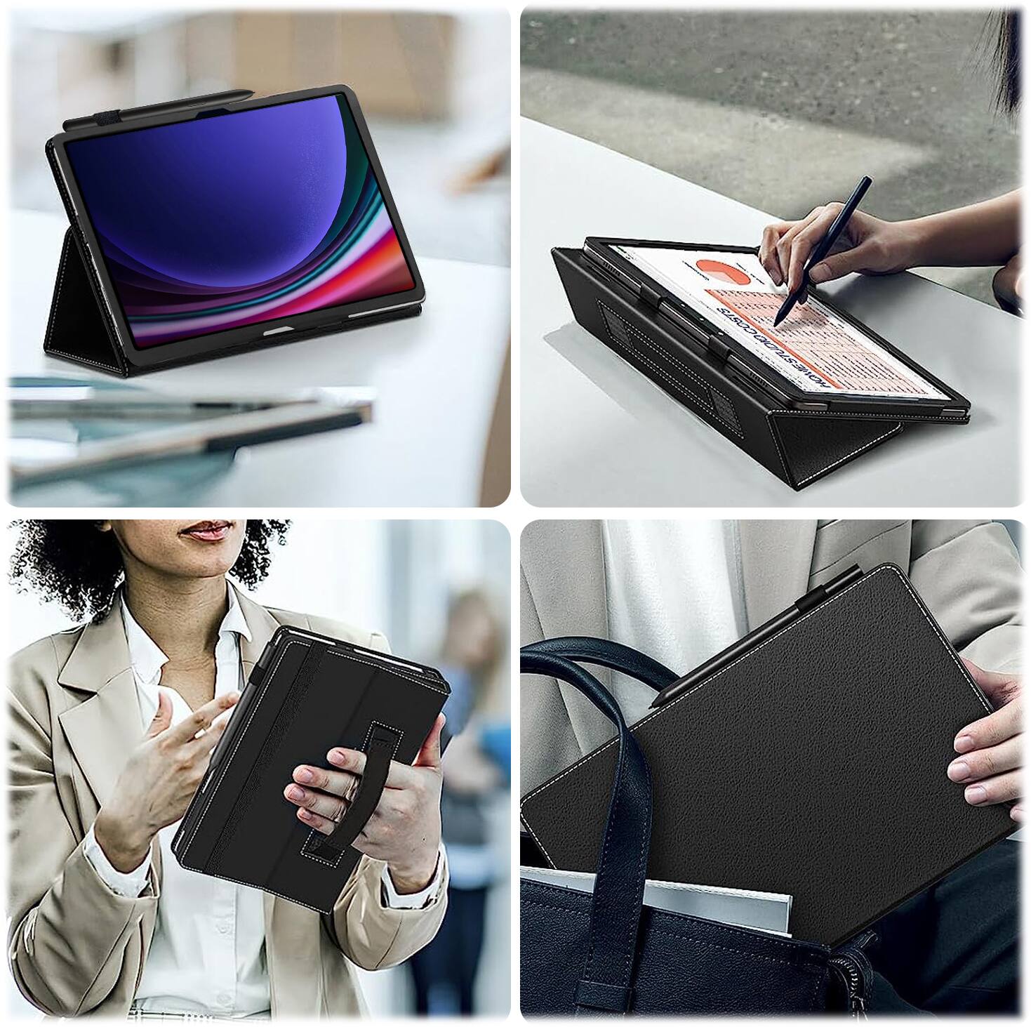 Alt View 17. SaharaCase - Bi-Fold Folio Case for Samsung Galaxy Tab S8, Tab S9 and Tab S9 FE - Black.