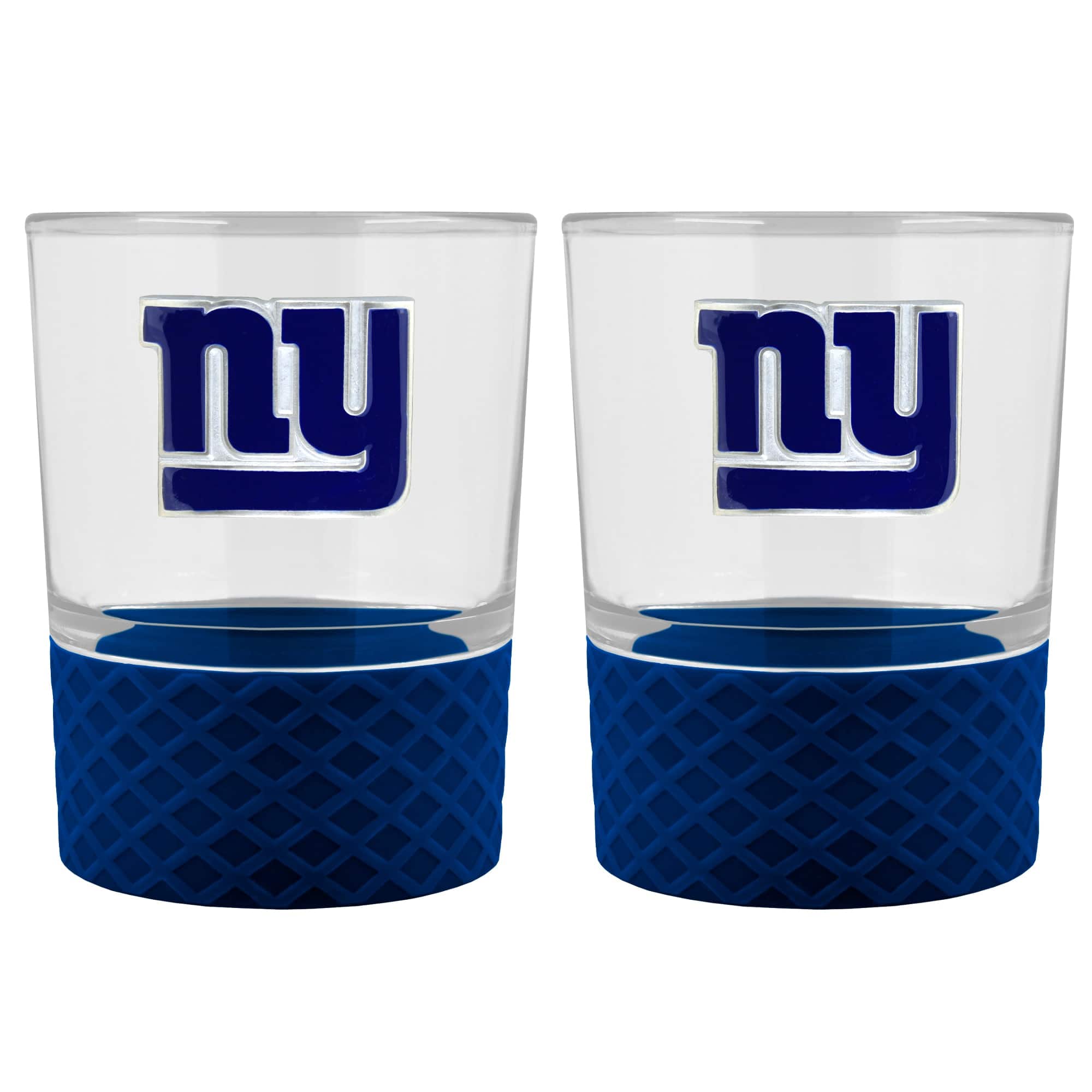 Photos - Glass American Great  Products - New York Giants 2-Pack 14oz. Rocks  Set with Silcone Grip - Blue 3482019 