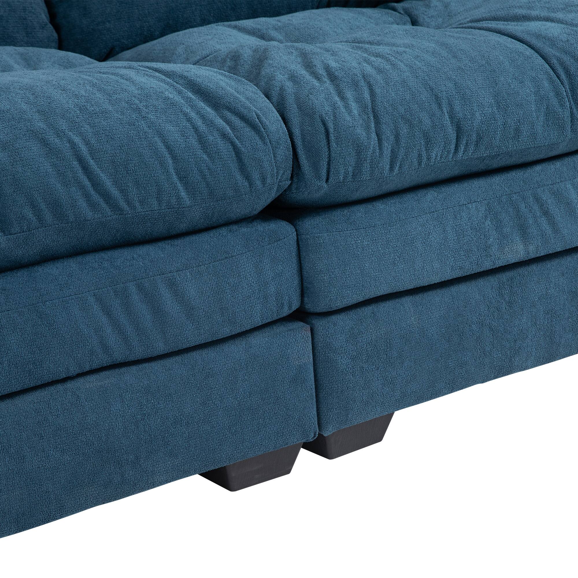 Alt View 8. Tiramisubest - 84"Chenille Sofa,Loveseat Deep Seat Sofa Couch with Pillows & Memory Foam for Living Room,Apartment,Office Lounge-Blue - Blue.