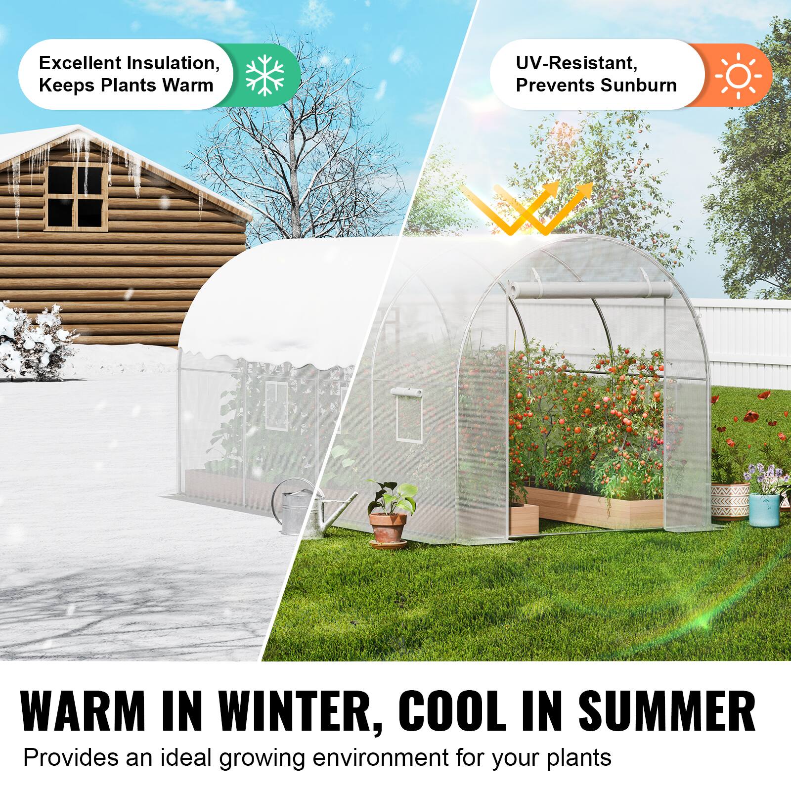 Excellent Insulation, Keeps Plants Warm, UV-Resistant, Prevents Sunburn, WARM IN WINTER, COOL IN SUMMER, Provides an ideal growing environment for your plants