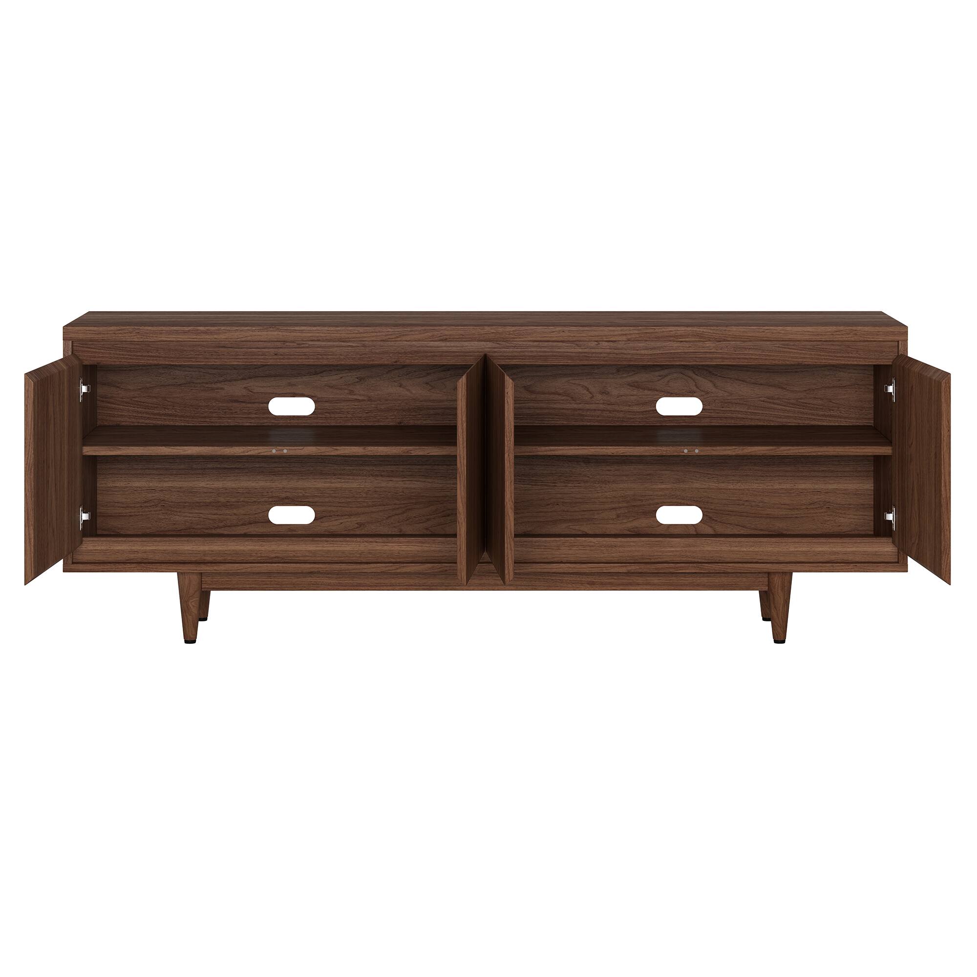 Alt View 1. Hudson&Canal - Aelin Rectangular TV Stand for TV's up to 75" in Satin Walnut - Satin Walnut.
