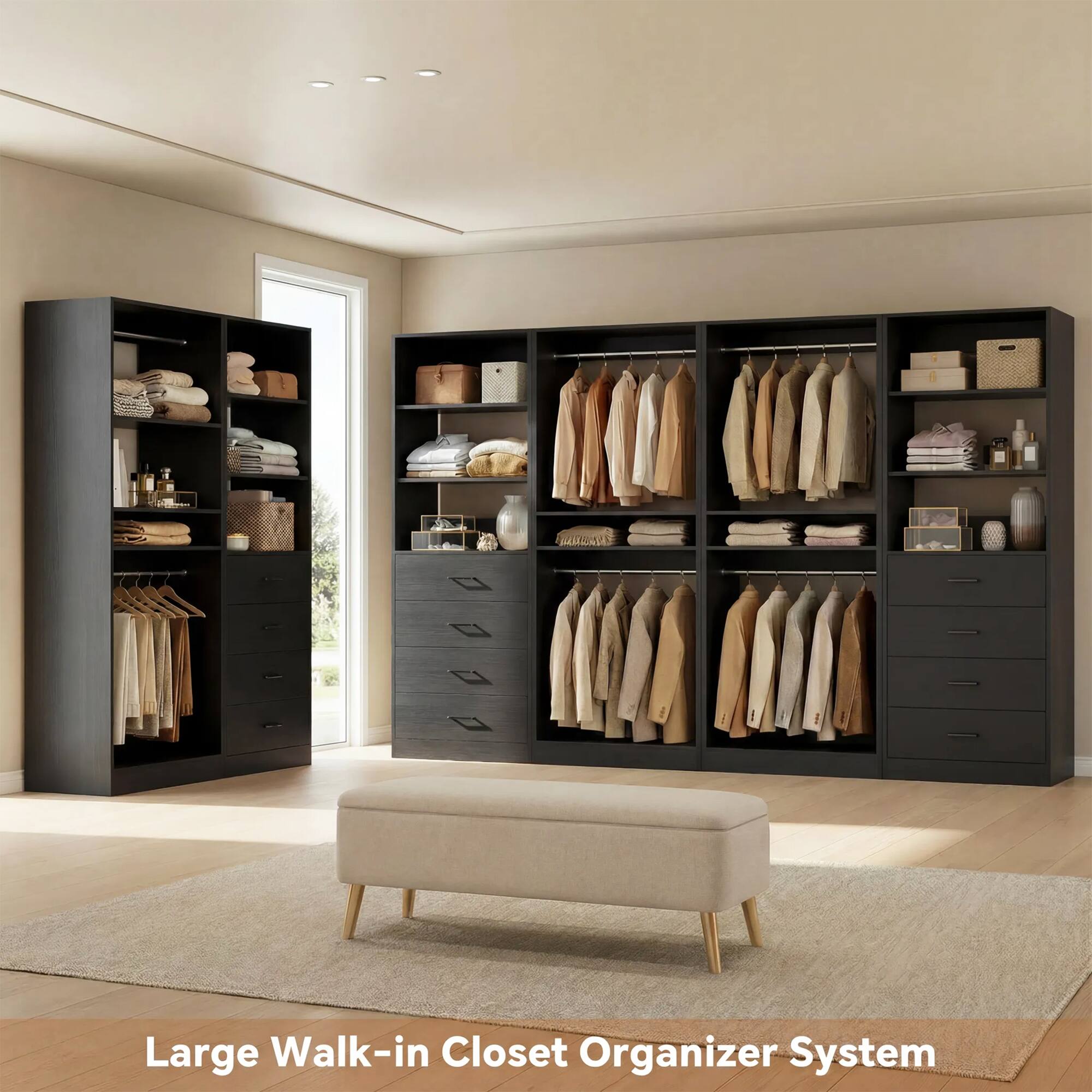 Large Walk-in Closet Organizer System