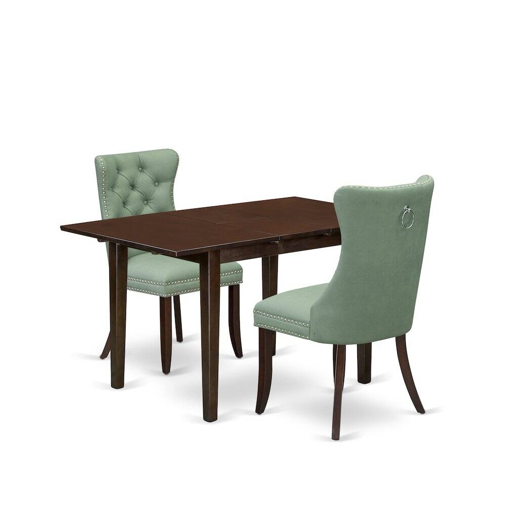 Back. East West Furniture - 3 Piece Dining Set Consists of a Rectangle Kitchen Table with Butterfly Leaf - Red.