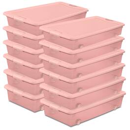 Sterilite - 56 Qt Wheeled Under Bed Storage Container Plastic Bin, Blush, 12 Pack - Pearl Blush Tint