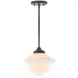 Jonathan Y - Kurtz 9.5" Adjustable Drop Metal/Glass LED Pendant, Oil Rubbed Bronze - Oil-Rubbed Bronze