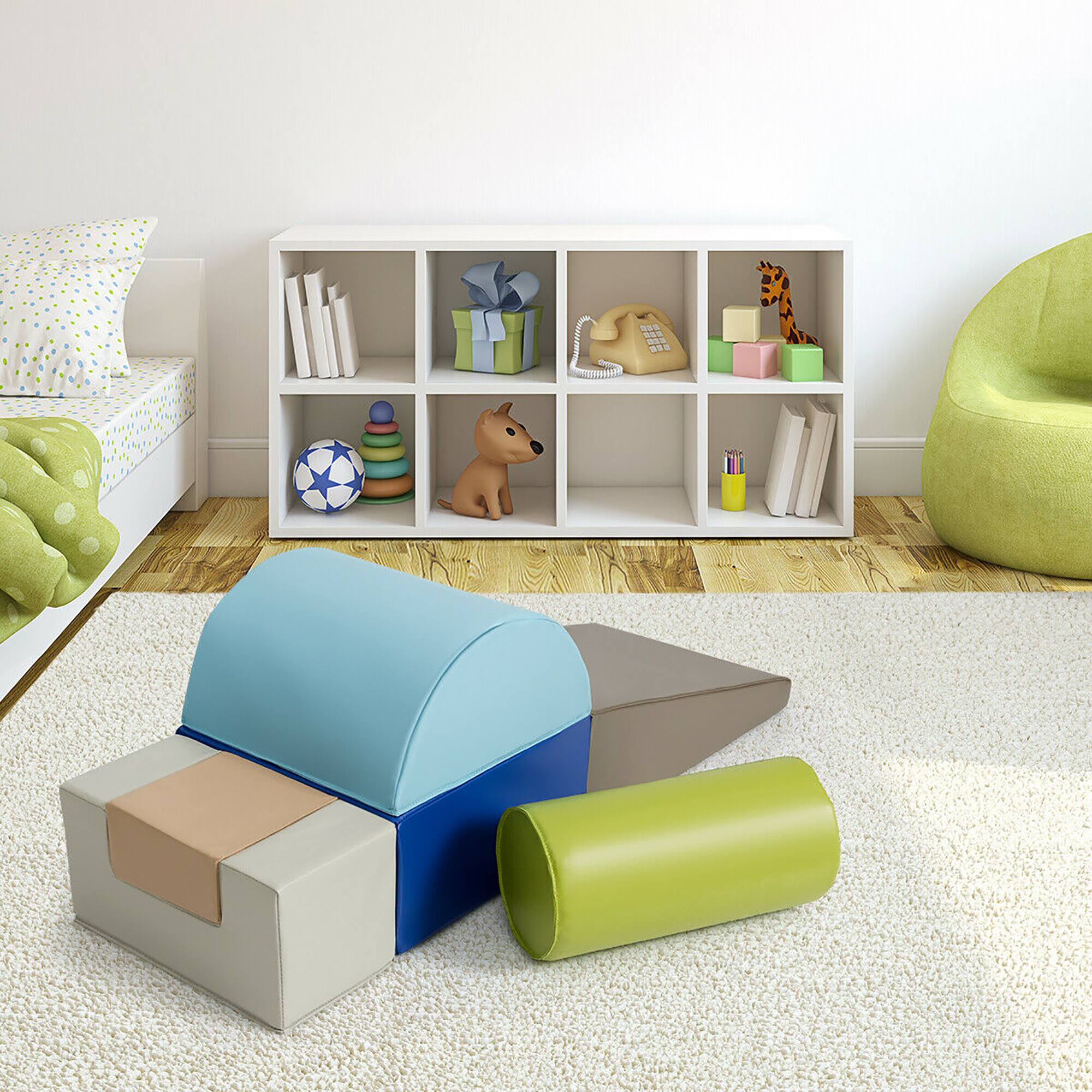 Alt View 3. Costway - Costway 6 Piece Climb Crawl Play Set Indoor Kids Baby Toddler Safe Soft Foam Blocks Toys - Multicolor.