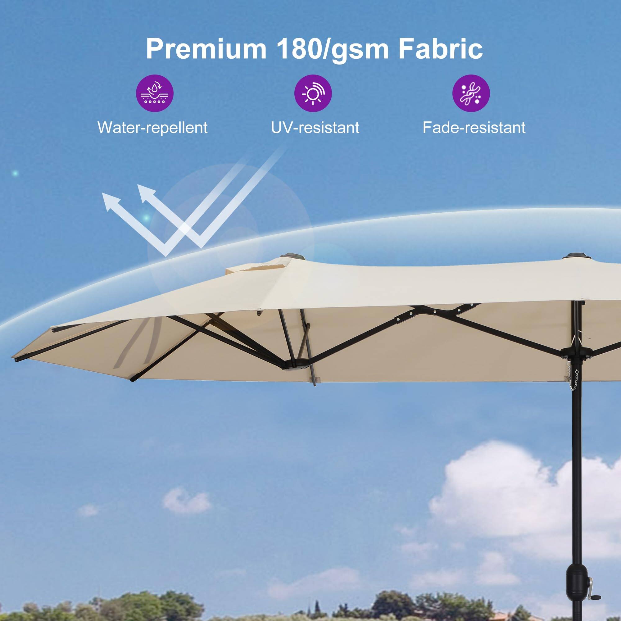 Premium 180/gsm Fabric

- Water-repellent
- UV-resistant
- Fade-resistant