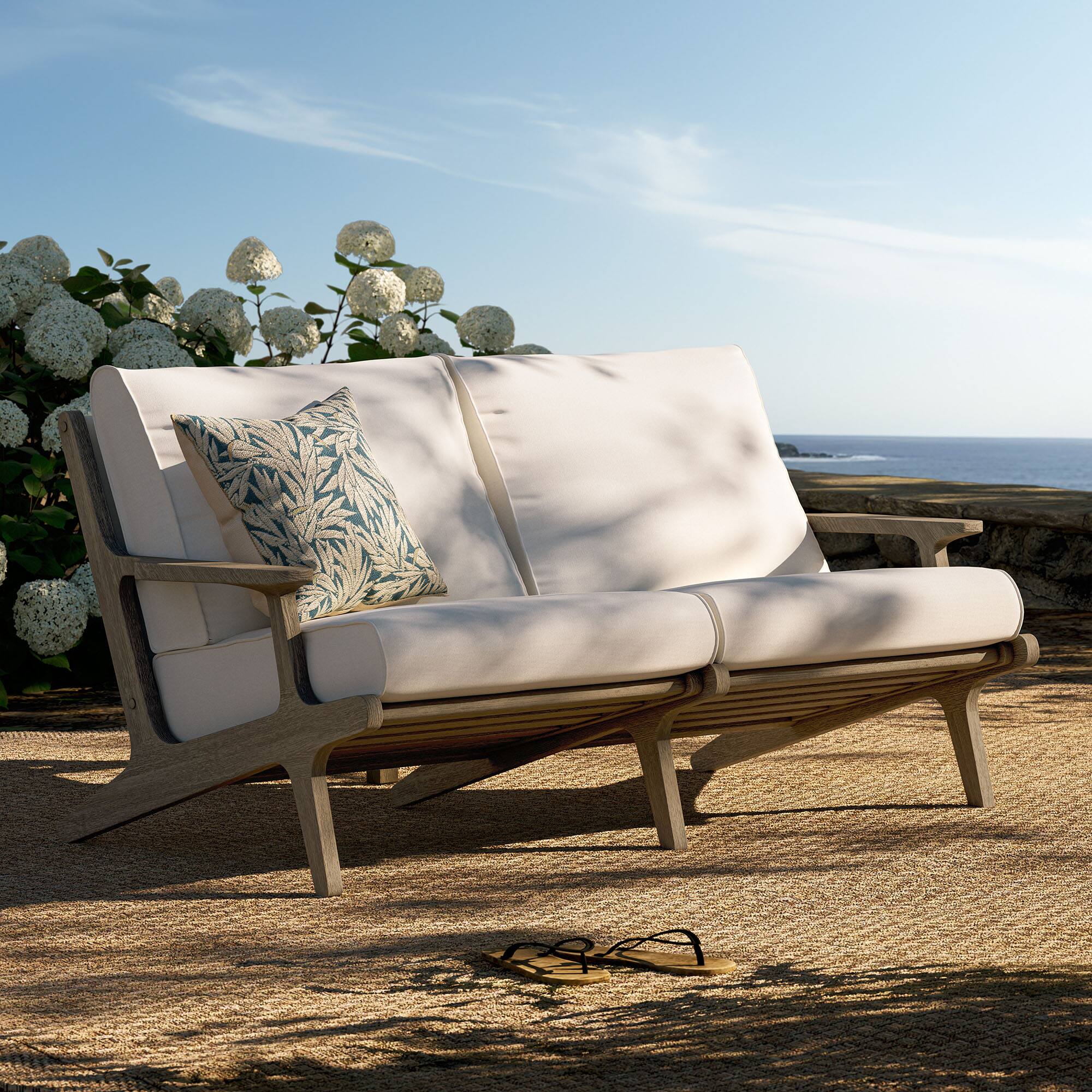 Alt View 7. Modway - Saratoga Outdoor Patio Teak Wood Loveseat by Modway - Weathered Gray White.