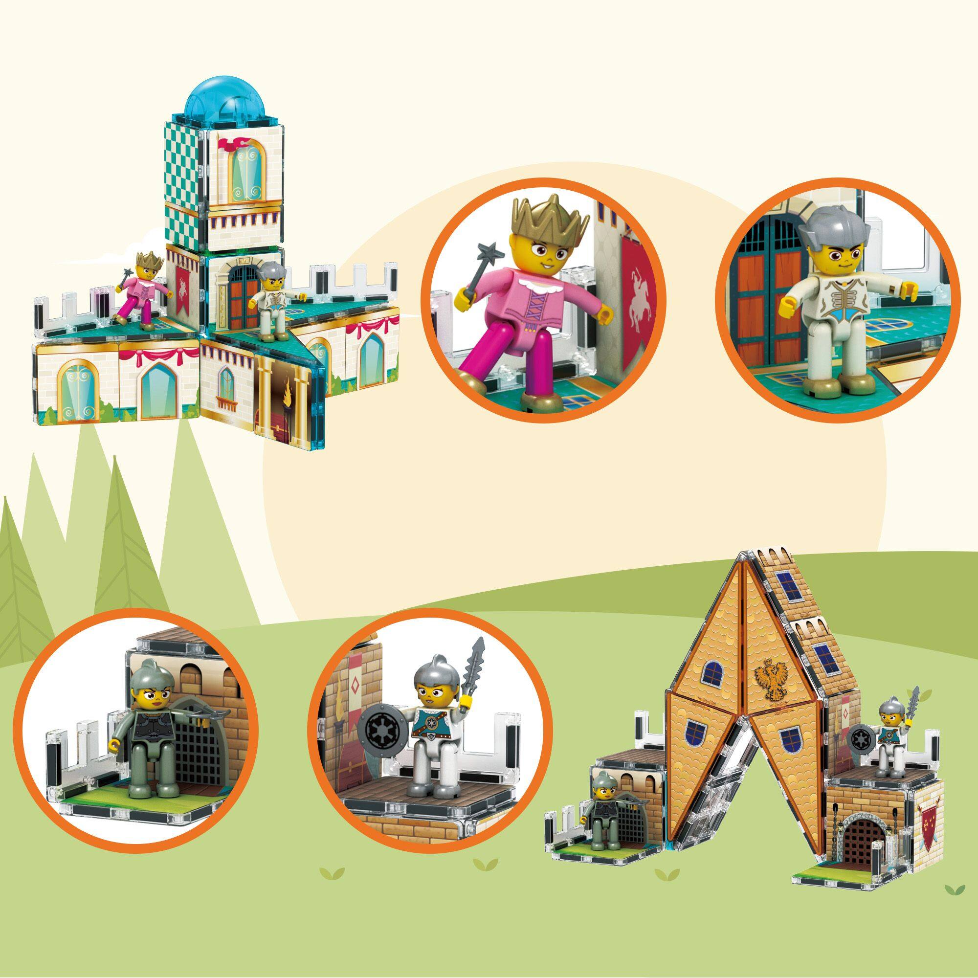 Alt View 5. PicassoTiles - PicassoTiles 70 PC Medieval Castle Themed, Magnetic Tiles, Magnetic Building Blocks Kids 3+.