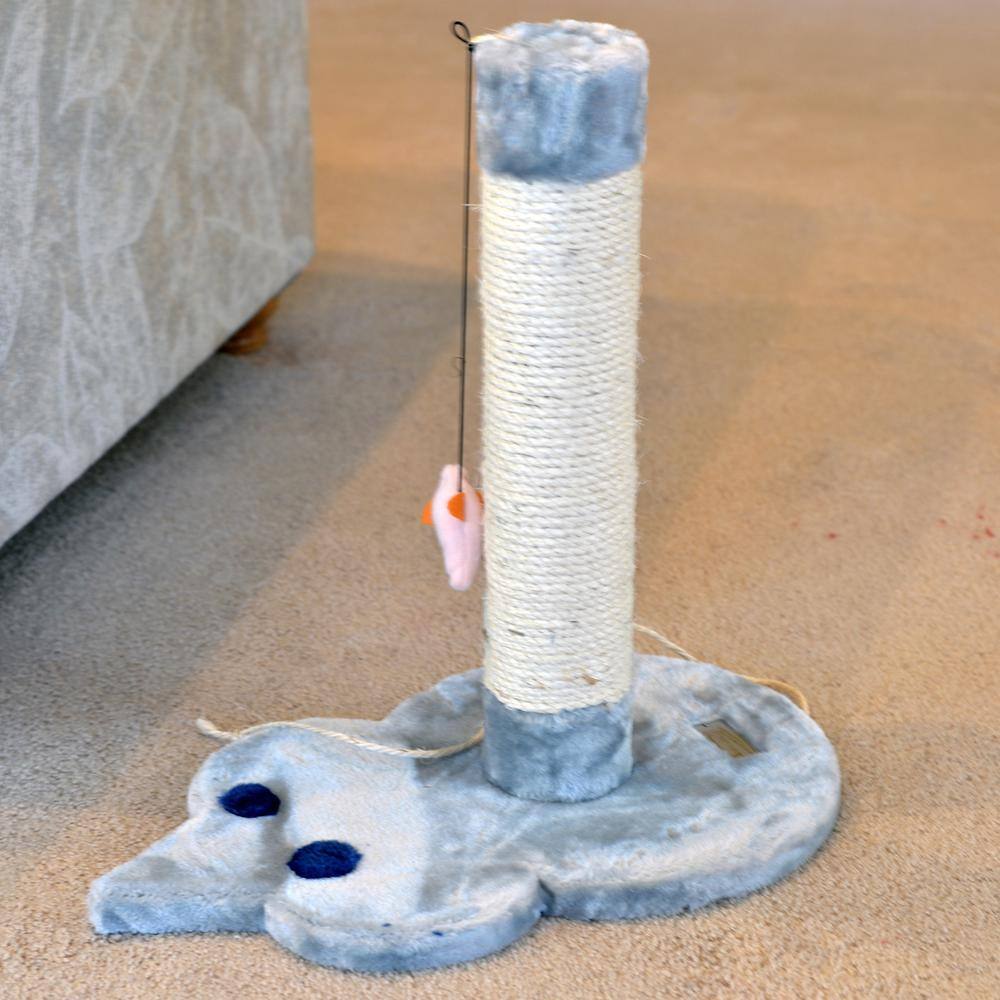 Left. Armarkat - Mouse Shape Real Wood Cat Scratcher Toy Sisal Scratching PostKitty Training - Gray.