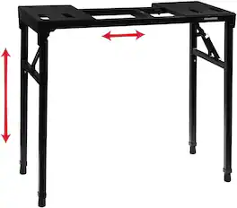 Gator Frameworks - Heavy-Duty Keyboard and Mixer Utility Table with Adjustable Height, Width, and Built-in Level