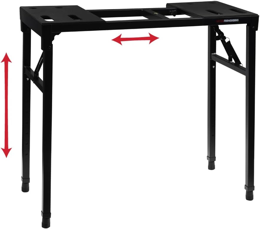 Front. Gator Frameworks - Heavy-Duty Keyboard and Mixer Utility Table with Adjustable Height, Width, and Built-in Level.