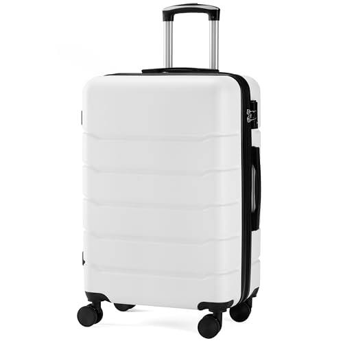Front. Vulpecula Spade - 28 Inch Hardside Carry On Luggage, Suitcase with Double Spinner Wheels & TSA Lock, Hard Shell Suitcase, Expandable - White.