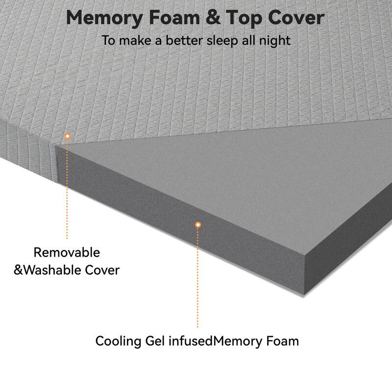 Memory Foam & Top Cover  
To make a better sleep all night  

Removable & Washable Cover  

Cooling Gel infused Memory Foam