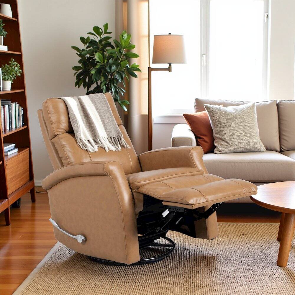 Alt View 2. Starlight Canyon Home - Beige Swivel Glider Recliner, Nursing Chair, Baby Glider Chair for Nursery - Tan.