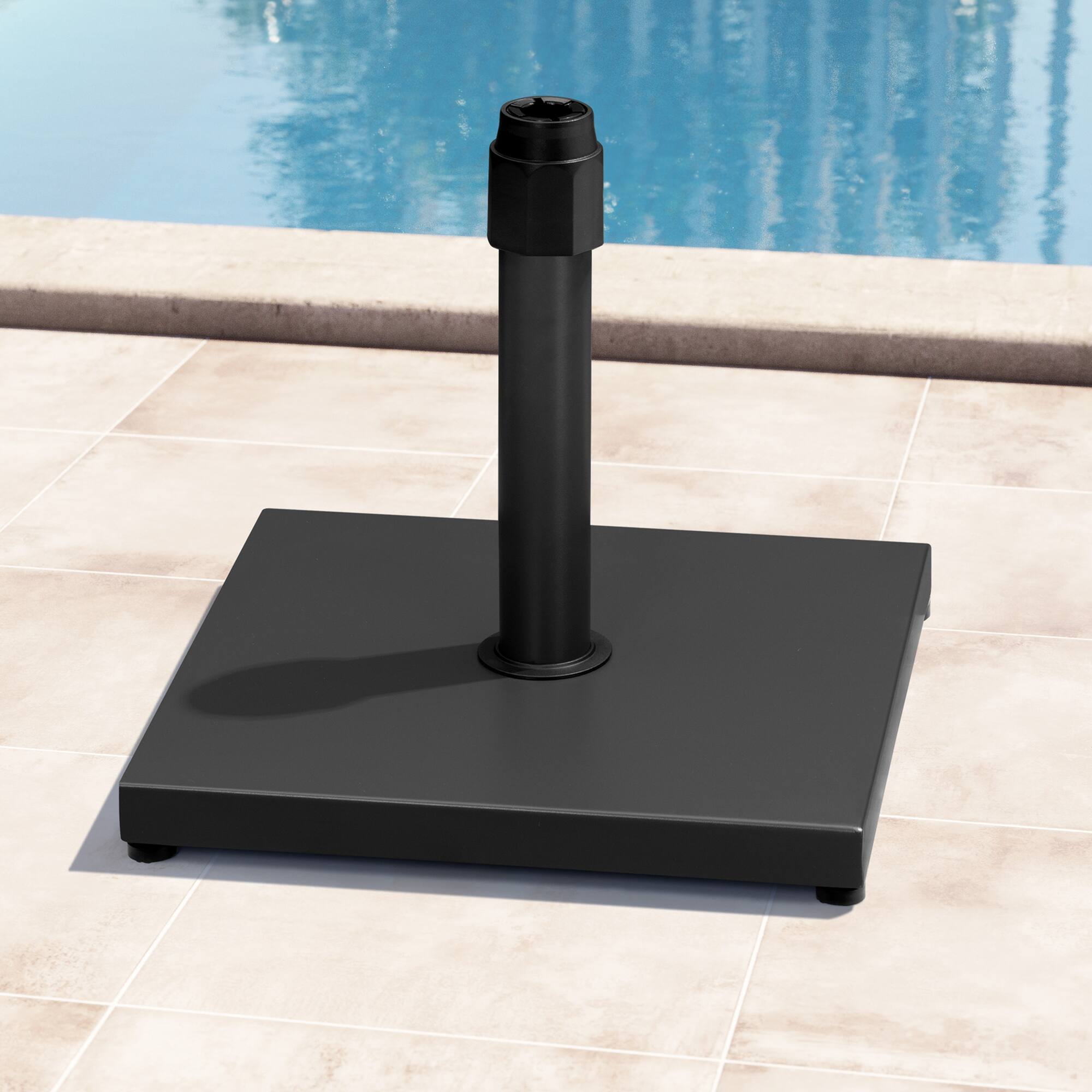 Angle. Crestlive Products - Crestlive Products 45lbs Wind-Resistant Heavy Duty Patio Umbrella Base for Outdoor Use with Windproof Design - Black.