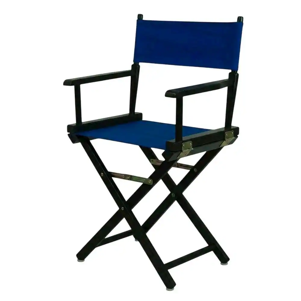 Left. FurniFact - Blue Director's Chair - Black Frame/Royal Blue Canvas.