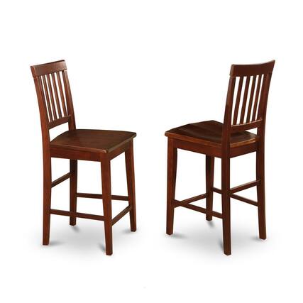 Front. East West Furniture - Vernon Counter Stools with Wood Seat - Mahogany Finish - Mahogany.
