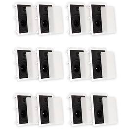 Theater Solutions by Goldwood - TS80W Flush Mount In Wall Speakers with 8" Woofers Home Theater 6 Pair Pack - Paintable White