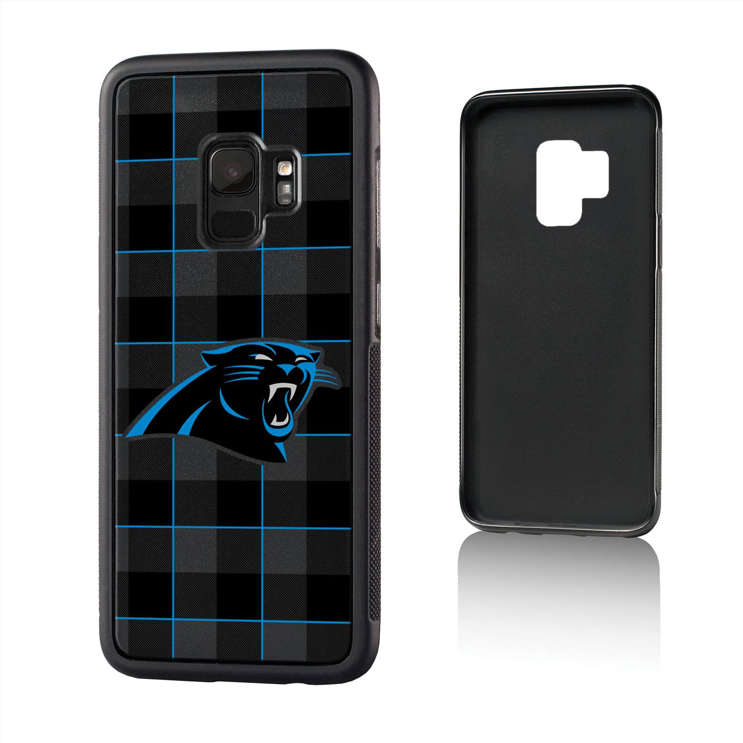 Alt View 1. Keyscaper - Carolina Panthers Galaxy Plaid Design Bump Case - S20 Plus - Multicolor.