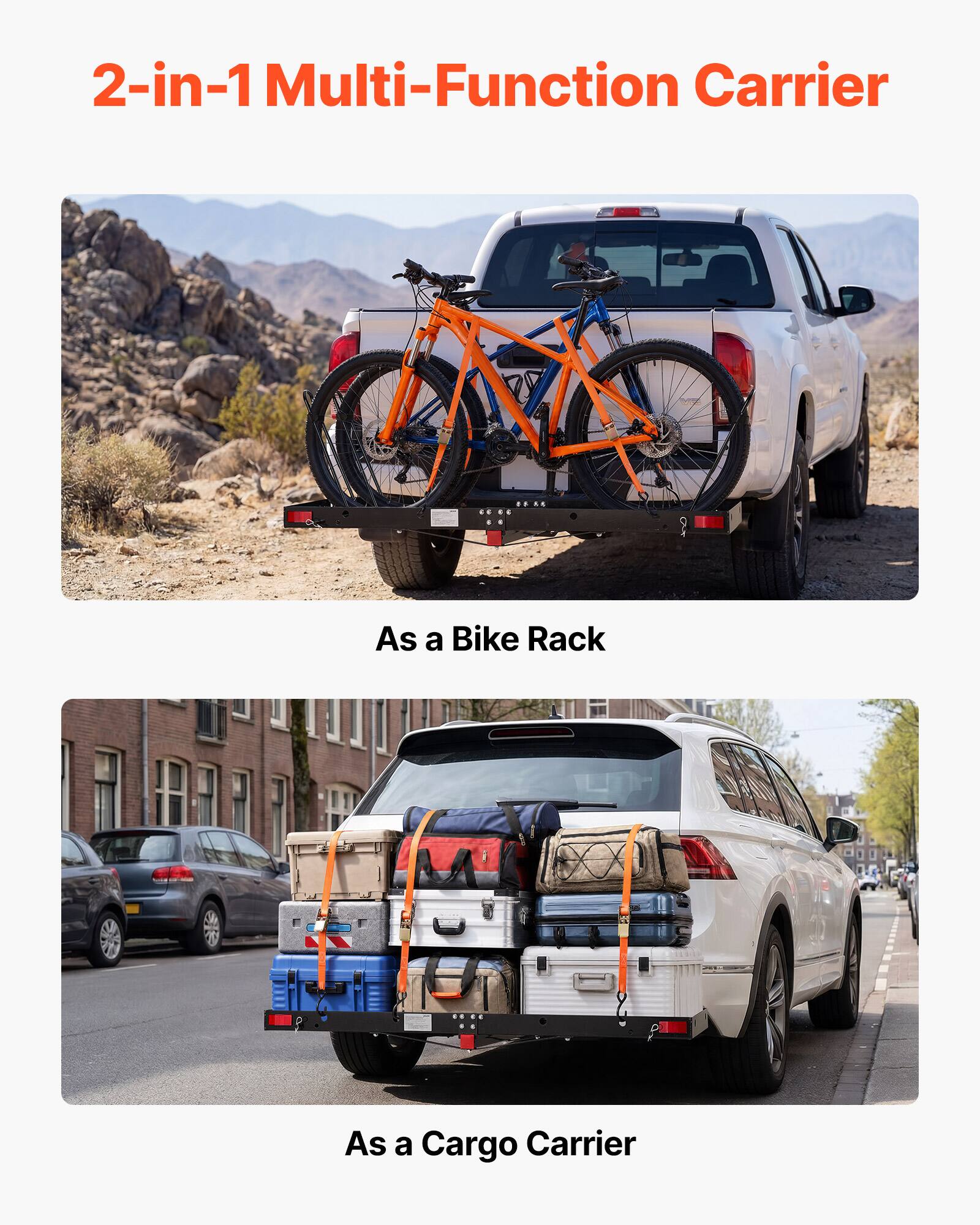 2-in-1 Multi-Function Carrier

As a Bike Rack

As a Cargo Carrier