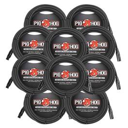 Pig Hog - High Performance 8mm XLR Microphone Cable, 25 ft PHM25 - 10 Units - Black