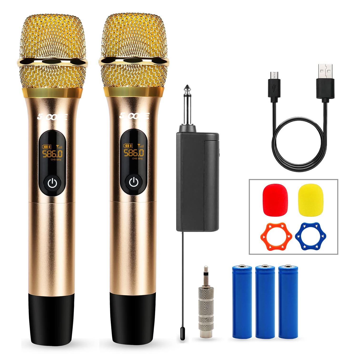 5 CORE - Wireless Microphone Pair UHF Handheld  Cordless Mic-WM UHF 02-GLD