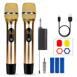 5 CORE - Wireless Microphone Pair UHF Handheld Cordless Mic-WM UHF 02-GLD