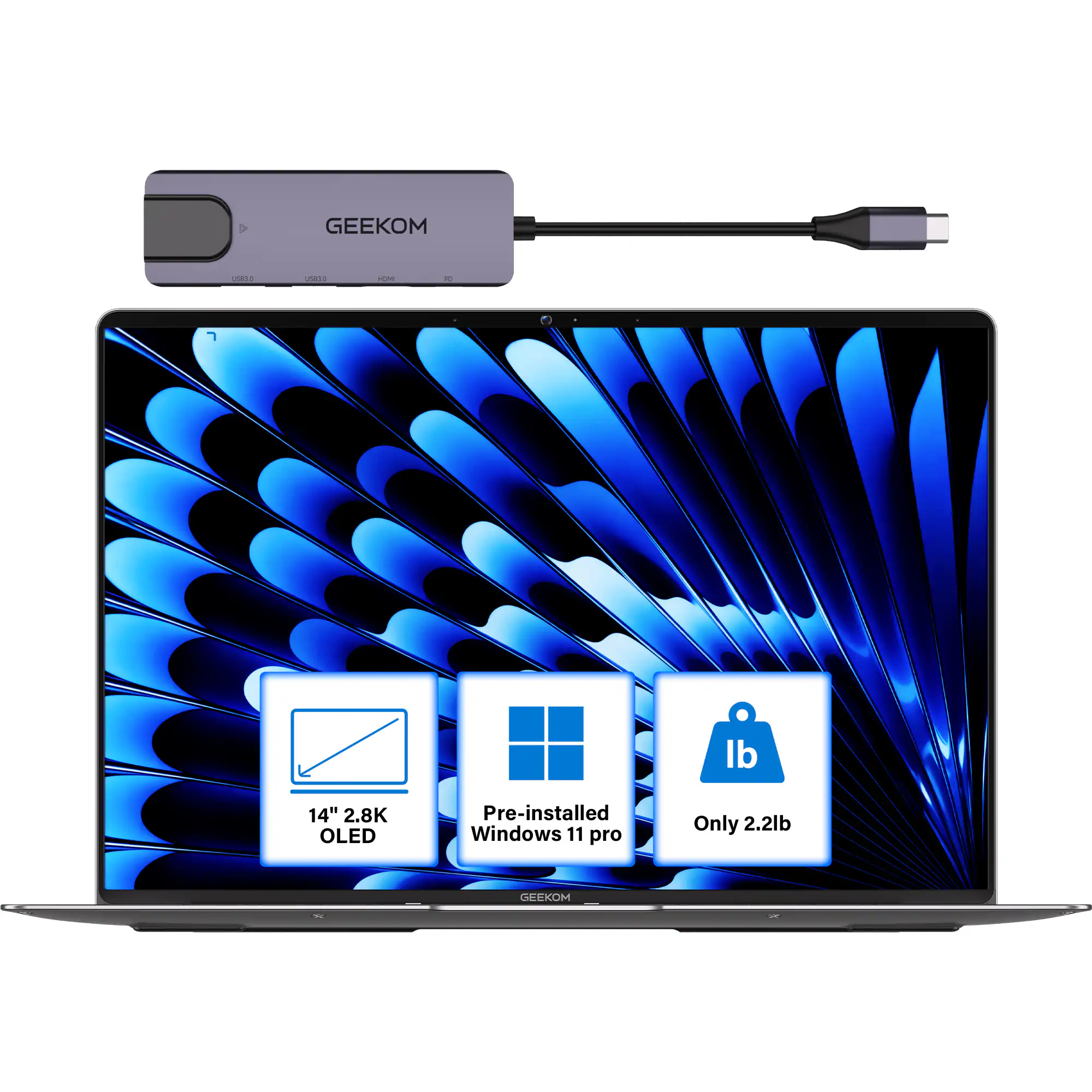 GEEKOM A. ... I - 14" 2.8K OLED Pre-installed Windows 11 Pro Only 2.2lb