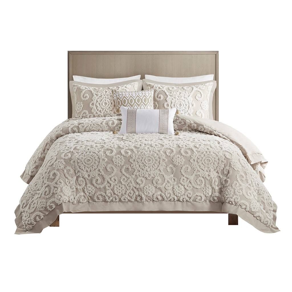 Front. Gracie Mills - Gracie Mills Lito Mini Cotton Duvet Set - Taupe.