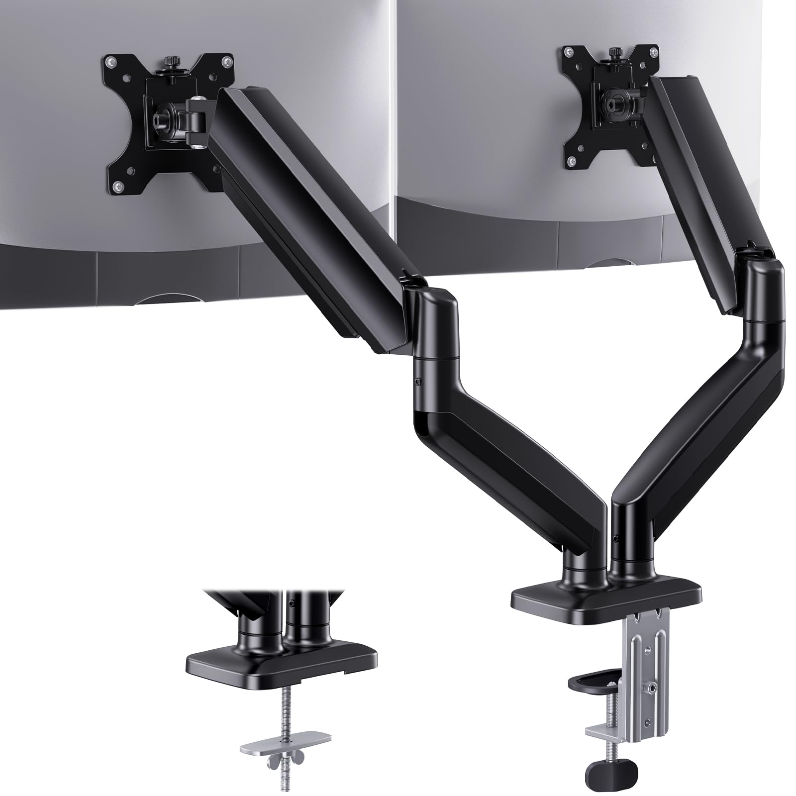Front. Cedar Assembly - Dual Monitor Mount Mounts 2 Screens Up To Holds s Per Arm Stand With Excellent Design Height adjustable Tilt - Default.