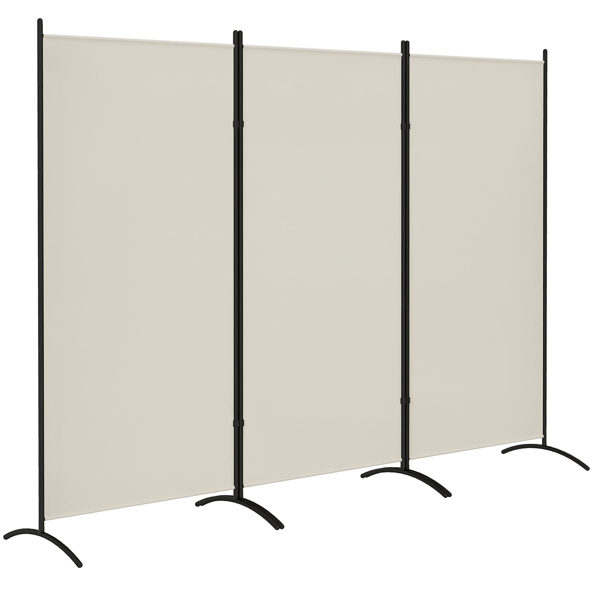 Front. Homcom - 3 Panel Fabric Room Divider, 6 Ft Tall Folding Privacy Room Separator, Freestanding Partition Wall Divider for Indoor - Light Gray.