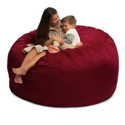 Front. Ultimate Sack - Ultimate Sack 6ft Bean Bag Chair, Oversized Indoor Comfy Lounger, Burgundy Suede - Burgundy.