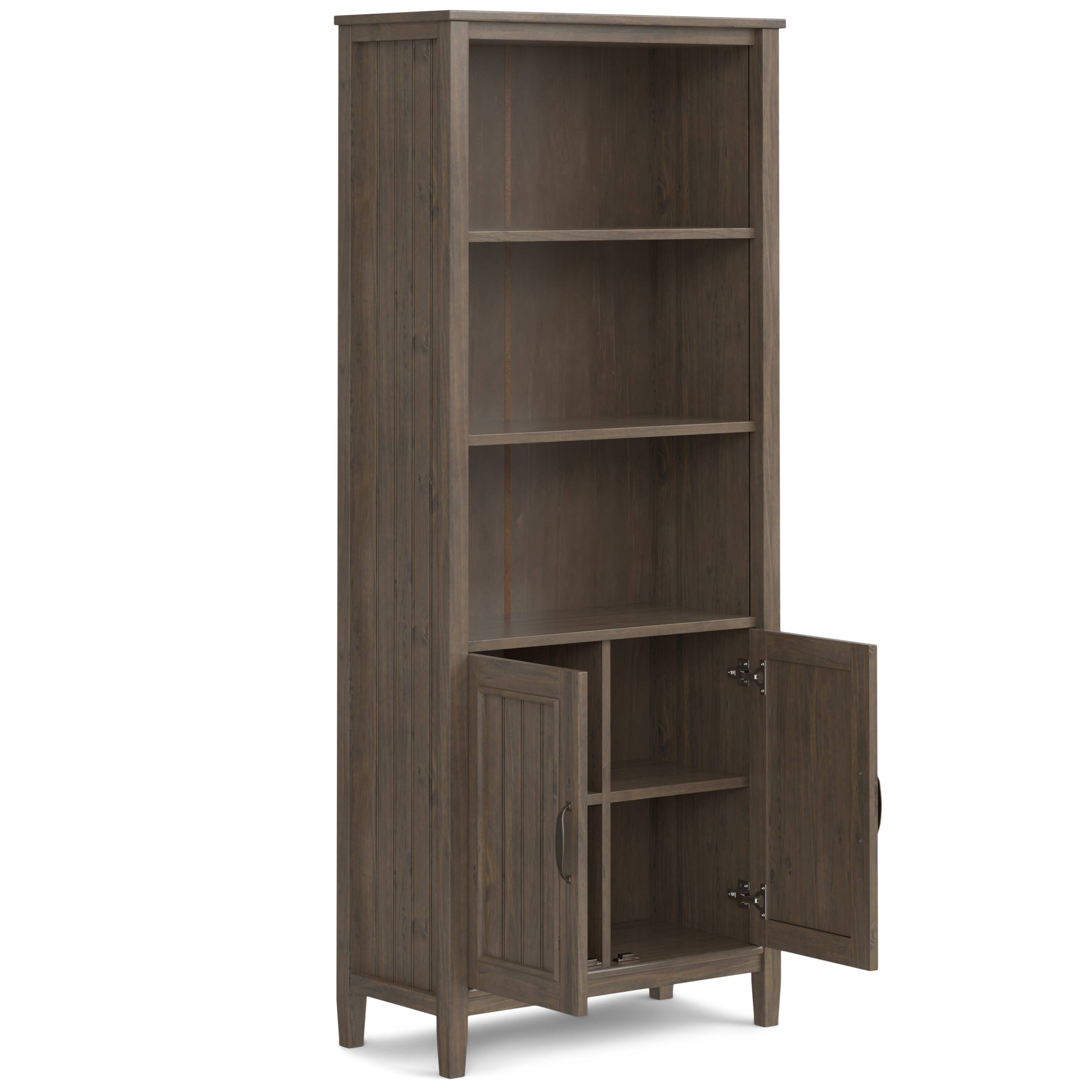 Back. Simpli Home - Lev SOLID WOOD 72 inch x 30 inch Transitional Bookcase in Smoky Brown - Smoky Brown.