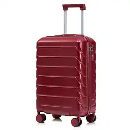 Z-Edge - 20" Hardside Checked Luggage, Suitcase with Spinner Wheels, Scratch-Resistant Hardshell Suitcase with Combination Lock - Wine Red
