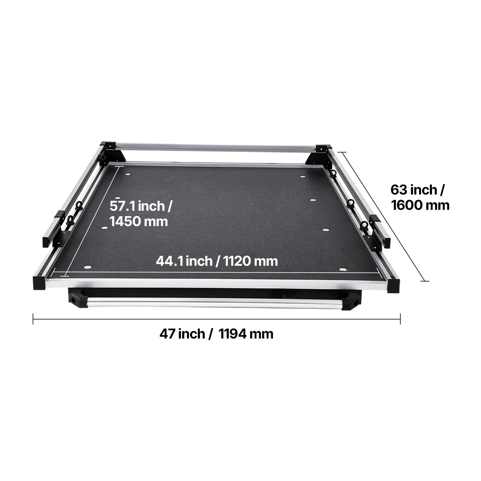 57.1 inch / 1450 mm  
63 inch / 1600 mm  
44.1 inch / 1120 mm  
47 inch / 1194 mm