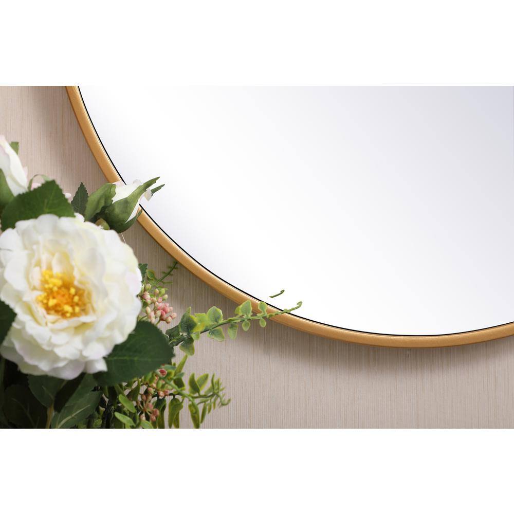 Back. Elegant Decor - Metal frame round mirror 21 inch in Brass - Brass.