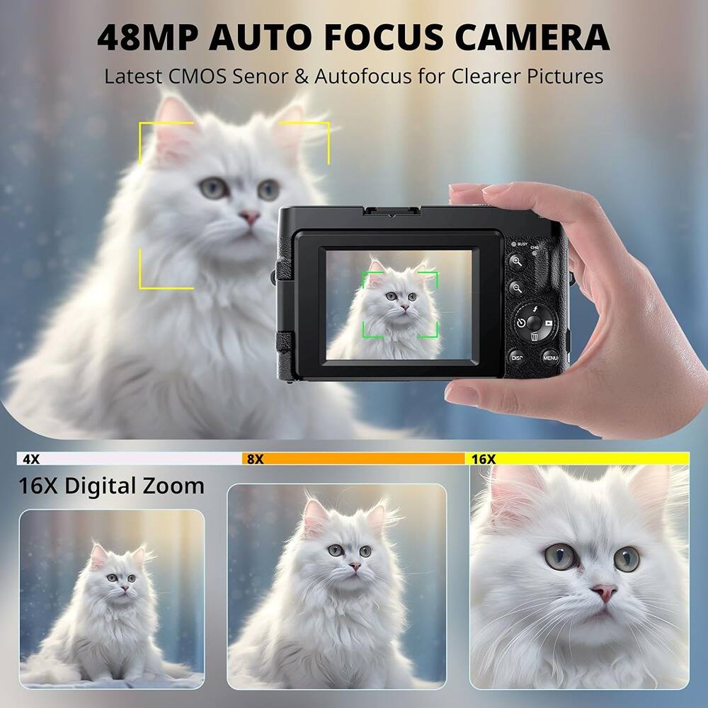 48MP AUTO FOCUS CAMERA  
Latest CMOS Sensor & Autofocus for Clearer Pictures  

16X Digital Zoom  
4X 8X 16X