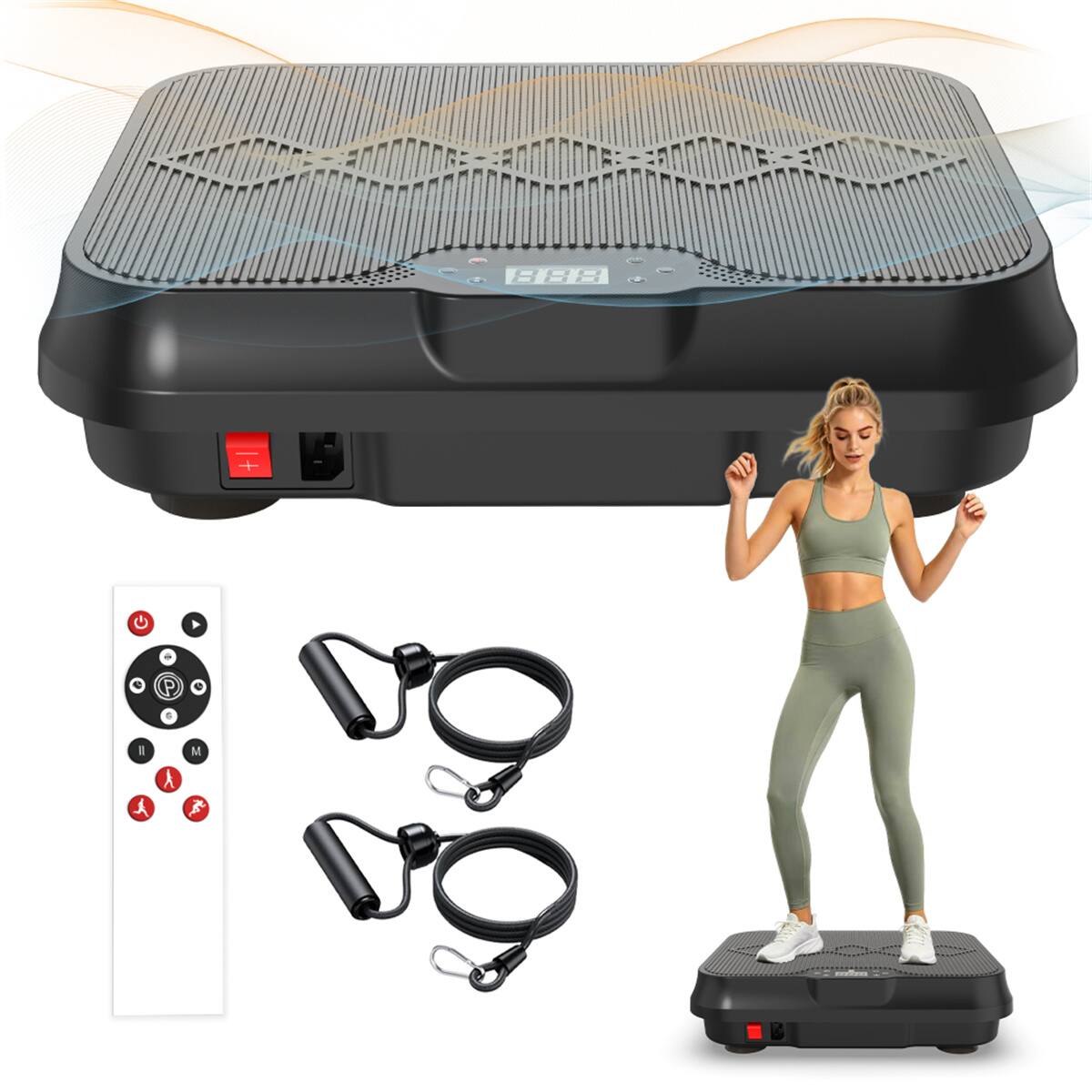 Alt View 1. HTUTWOO - Vibration Plate Exercise Machine - Whole Body Workout Platform with Remote Control and Resistance Bands for Home Gym - Black.