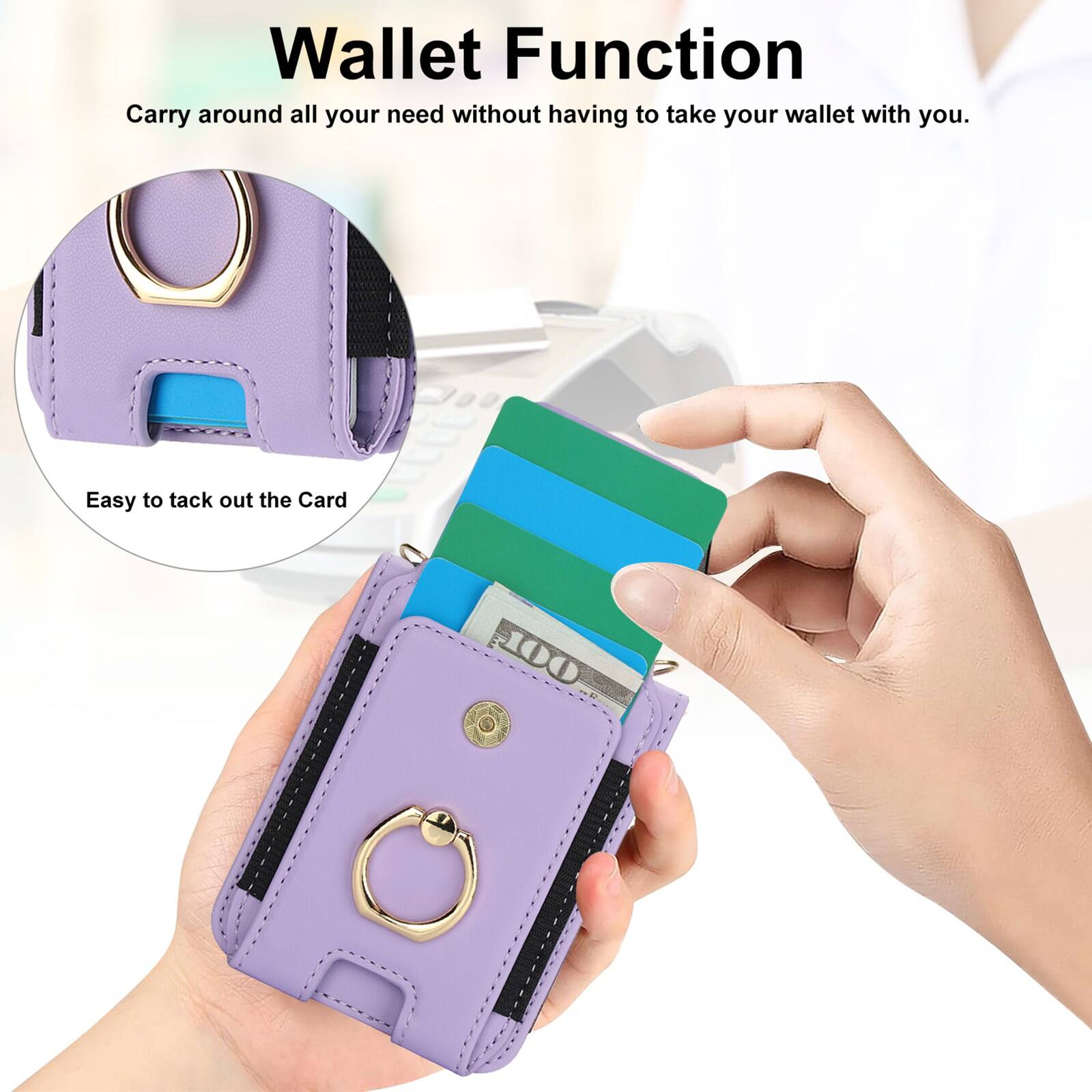 Wallet Function  
Carry around all your need without having to take your wallet with you.  
Easy to tack out the Card