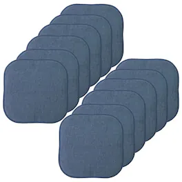 Sweet Home Collection - Alexis Memory Foam No Slip Back 16" x 16" Chair Pad Cushions, 12-Pack - Denim