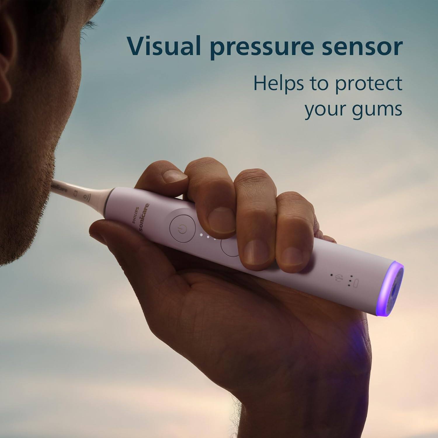Visual pressure sensor  
Helps to protect your gums