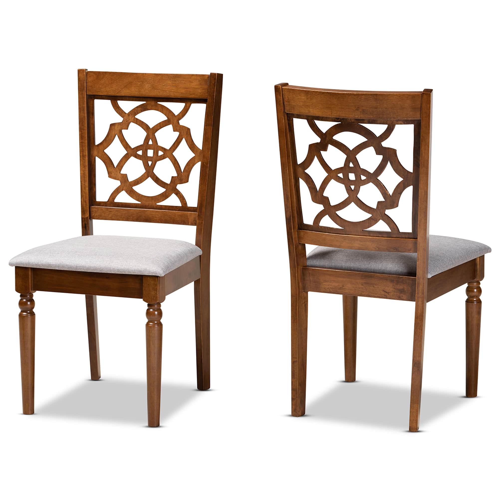 Baxton Studio - Renaud Modern Fabric Upholstered and Finished Wood 2-Piece Dining Chair Set - Grey/Walnut Brown price history on PriceWatchPro