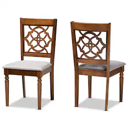 Baxton Studio - Renaud Modern Fabric Upholstered and Finished Wood 2-Piece Dining Chair Set - Grey/Walnut Brown
