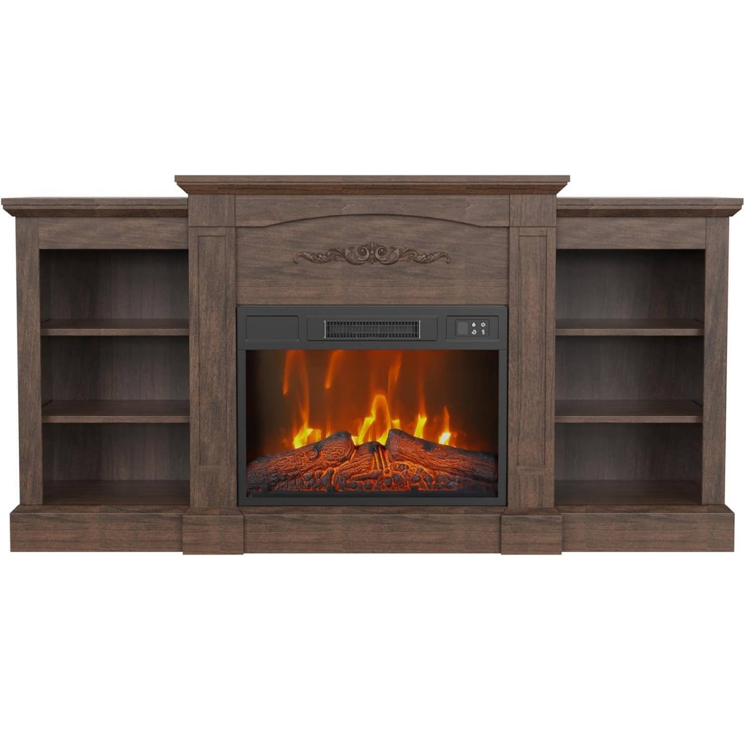 Front. Acekool - 67" TV Stand with 18" Electric Fireplace Heater, Media Console for 80 Inch TVs.