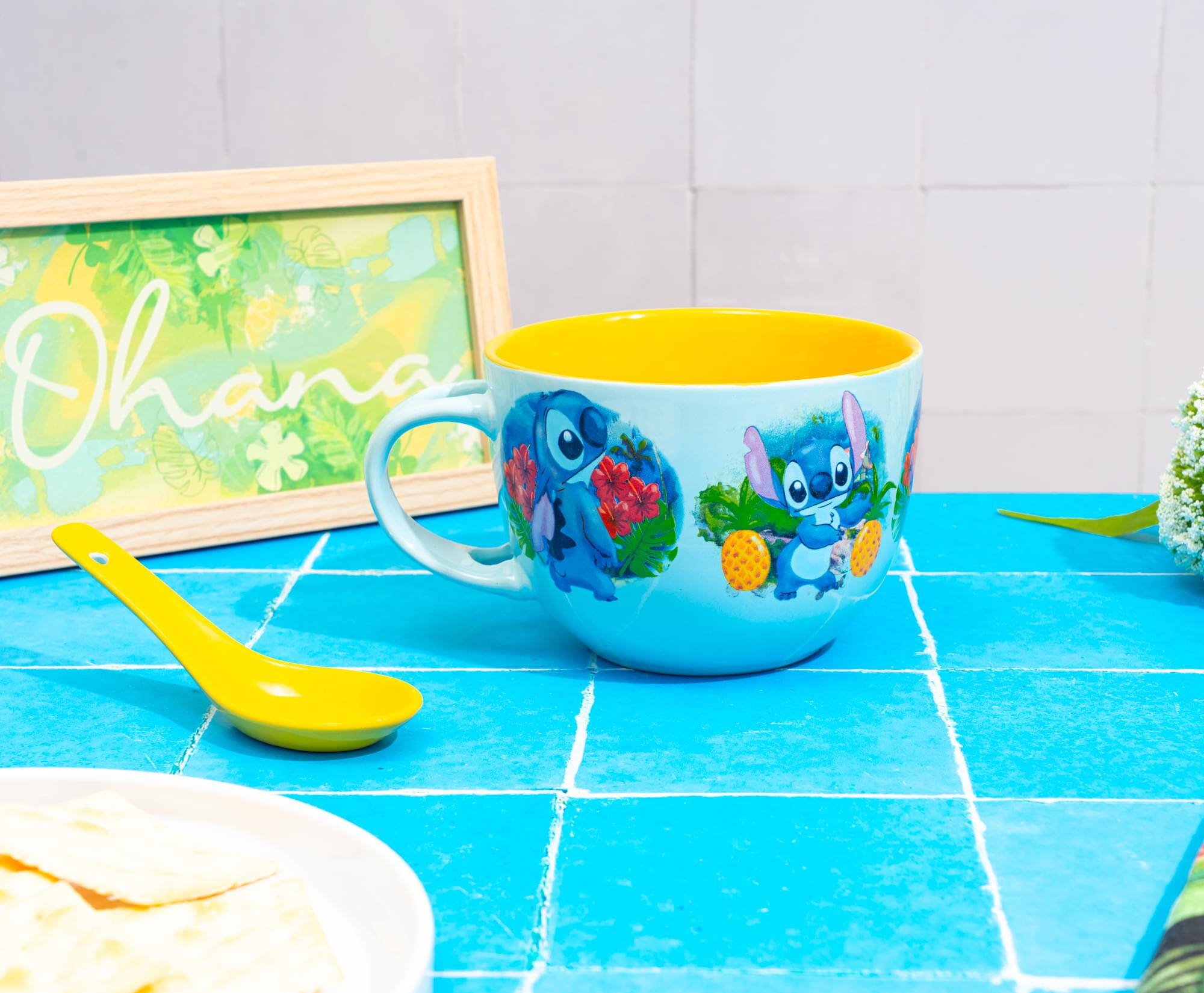 Alt View 2. Silver Buffalo - Disney Lilo & Stitch Tropical Ceramic Soup Mug With Spoon | Holds 24 Ounces - Blue.