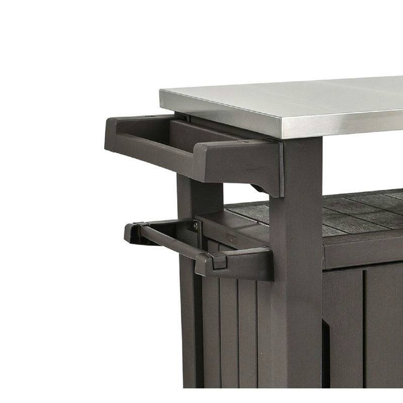 Left. Hivvago - Outdoor Grill Party Caster Bar Serving Cart with Storage Dark Brown - Dark Brown.