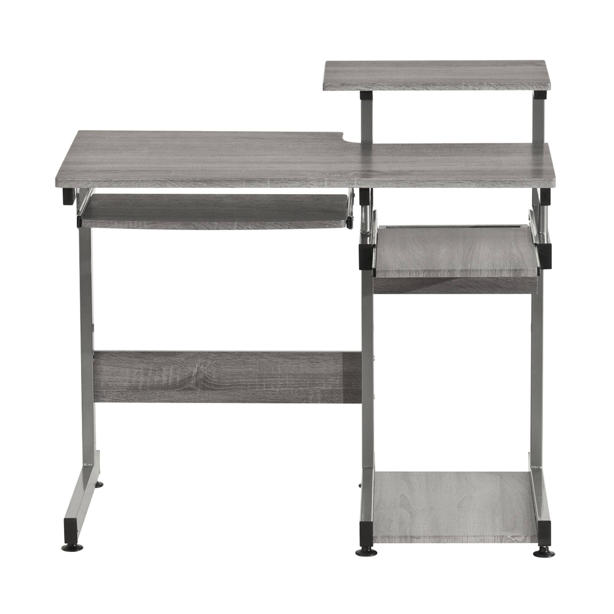 Alt View 1. GOODSILO - Complete Space-Saving Computer Workstation Desk with Keyboard Shelf and Utility Drawer - Gray.